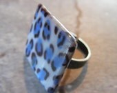 Adjustable Blue Animal Print Ring