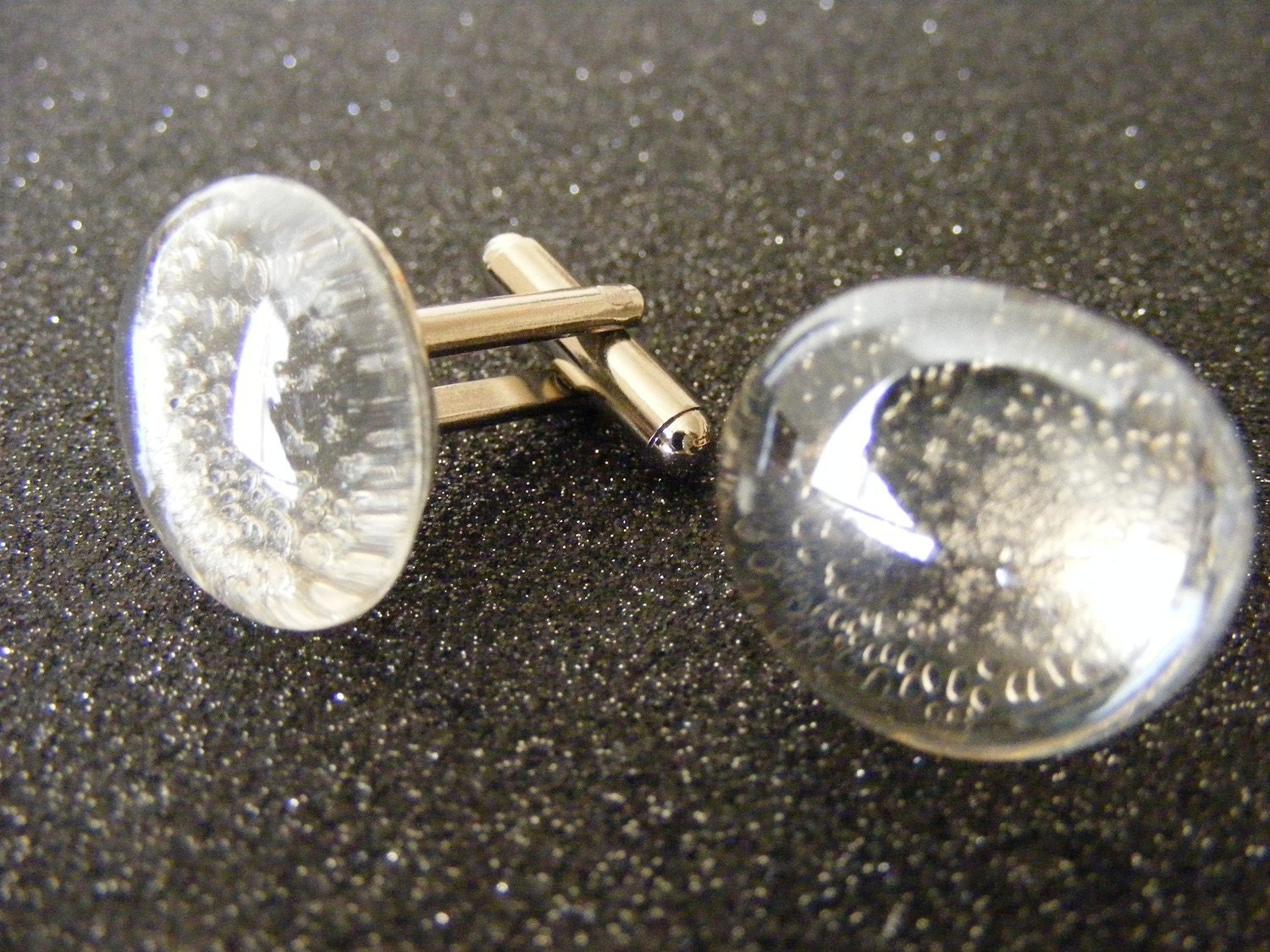 Clear Glass Cufflinks