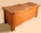 Venice Chest, solid white oak trunk, large bench made with recycled wood from wine fermentation barrels