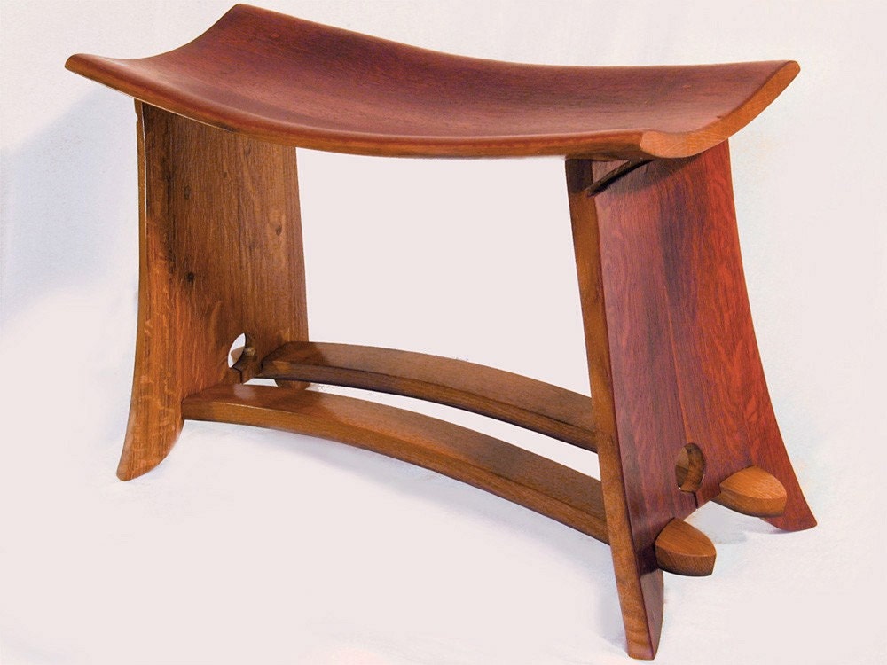 Rialto, medium size bench, recycled oak wine barrel staves from French wine barrels