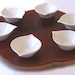 Rondo, Seder plate recycled oak wine barrel head, 6 bowls white ceramic. LIMITED EDITION Only ONE left