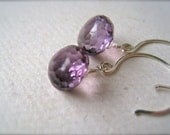 anne boleyn earrings - purple amethyst gemstone earrings, silver drops, february birthstone, handmade jewelry, DE16S