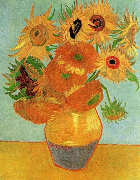 Still Life Vase with Twelve Sunflowers by Van Gogh 9 x 12 Needlepoint Canvas
