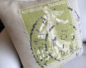 French Republic Vintage Stamp 20x20 pillow cover WITH INSERT