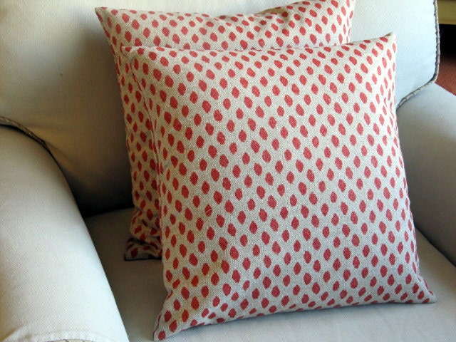 Coral Ikat pillow covers pair 20X20