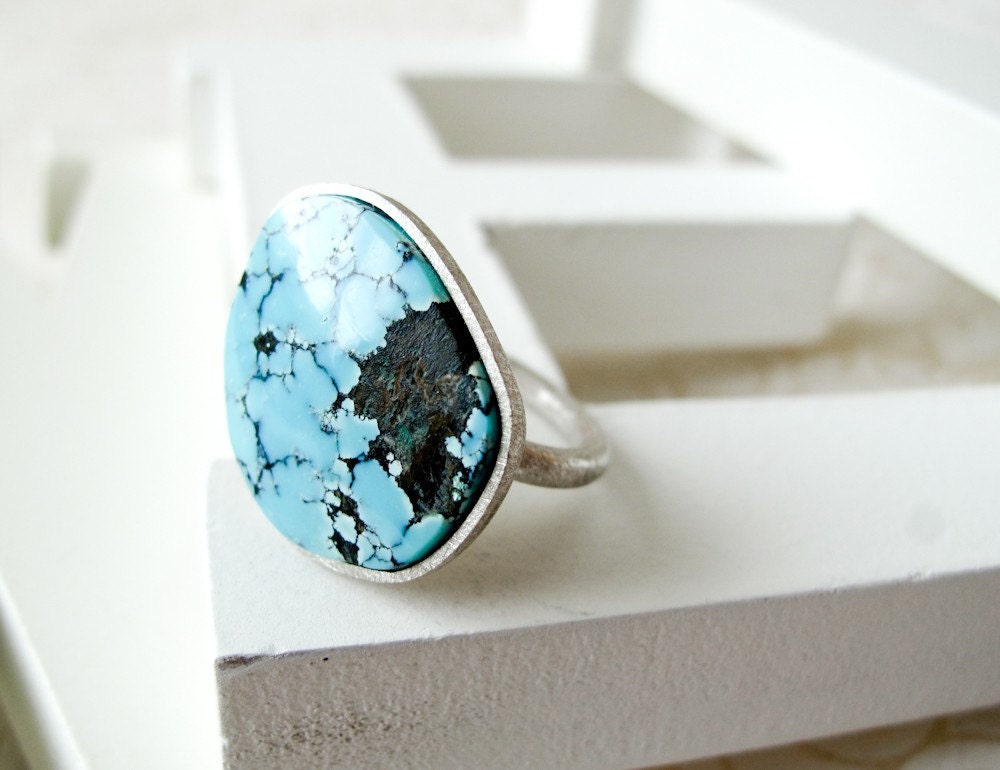 SALE - Spider Web Turquoise Ring