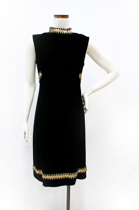 Vintage 1950s-1960s Velvet with Gold Sequin Dress