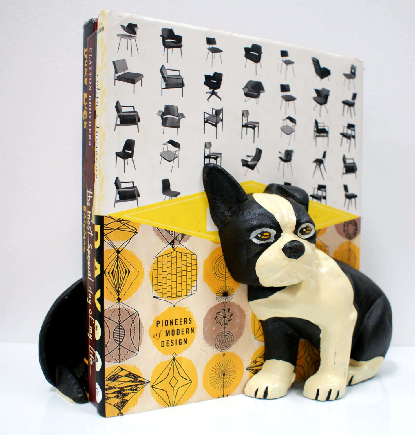 SALE Boston Terrier Vintage Pair of Book Ends or Door Stoppers