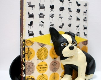 SALE Boston Terrier Vintage Pair of Book Ends or Door Stoppers