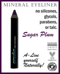 All Natural Mineral Eyeliner Pencil in SUGAR PLUM made with organic ingredients  chubby eyeliner pencil biodegradable packaging