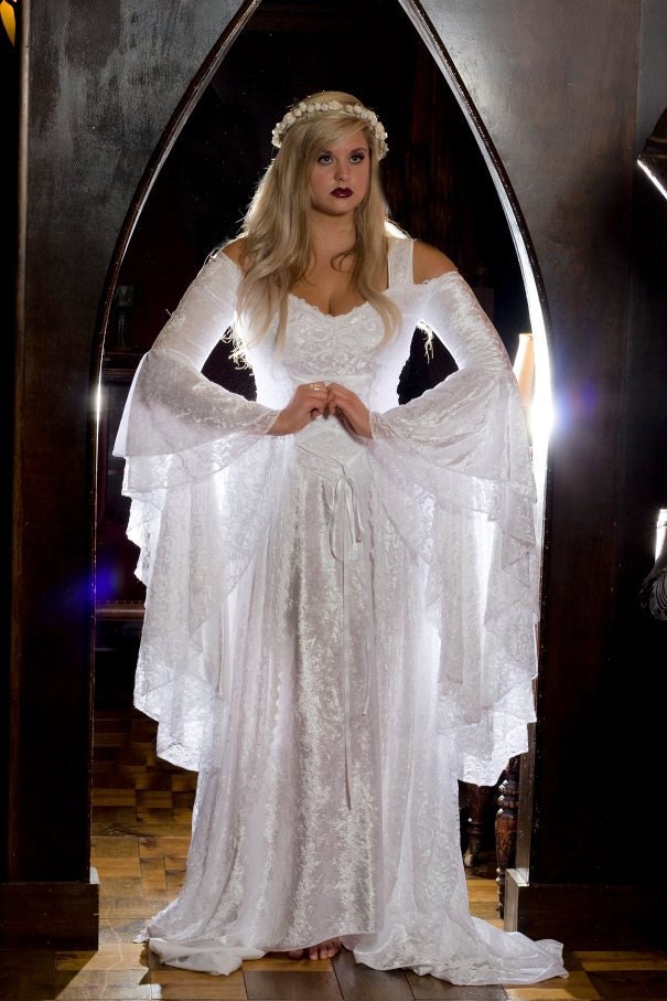 Lady Gwen Lace Up Fantasy Medieval Wedding Velvet and Lace Gown Custom