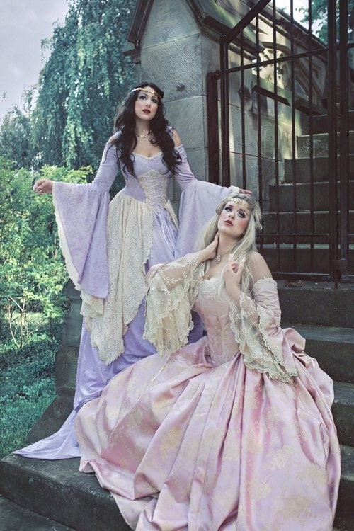 Lady Gwen Lace Up Fantasy Medieval Velvet and Lace Gown Custom