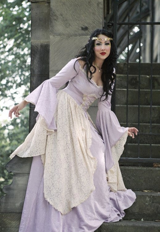 Lady Gwen Lace Up Fantasy Medieval Velvet and Lace Gown Custom