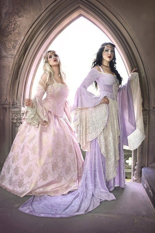 Lady Gwen Lace Up Fantasy Medieval Velvet and Lace Gown Custom
