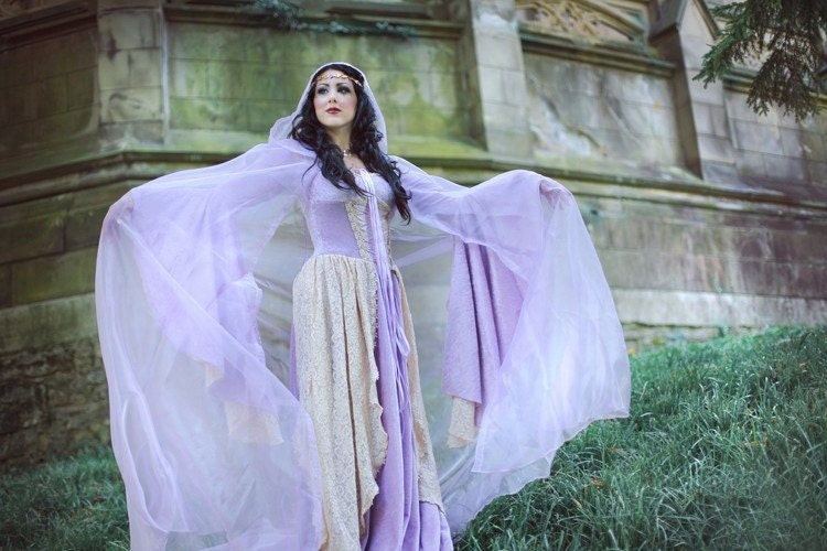 Lady Gwen Fantasy Medieval Velvet and Lace Gown and Cape Custom