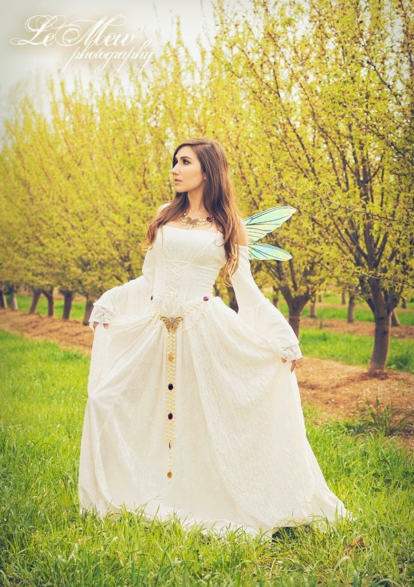 Gwendolyn Medieval or Renaissance Fairy Wedding Gown Velvet and Lace Custom