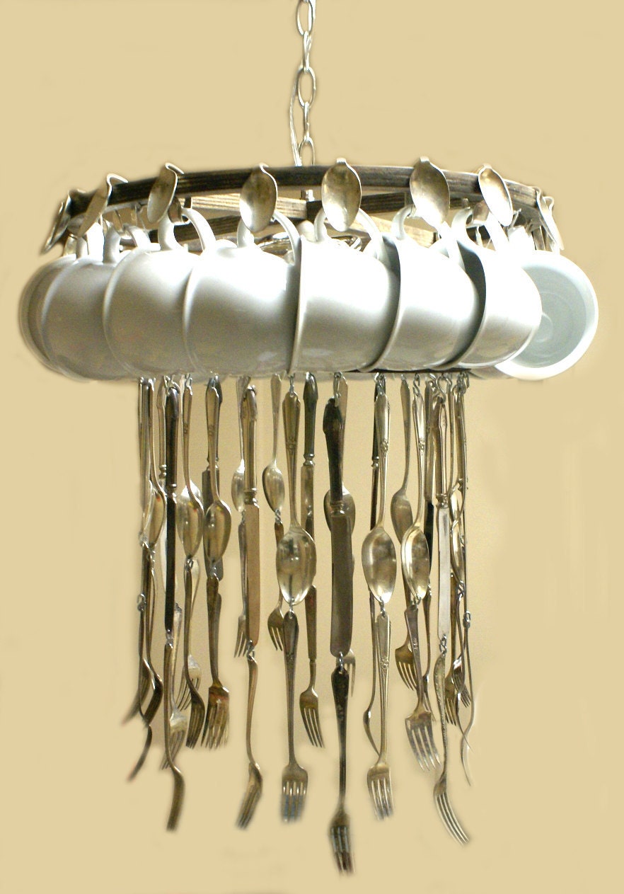 Custom Made to order Silverware Chandelier reserved for Victoria