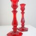 Vintage Set of Red Glass Candlesticks