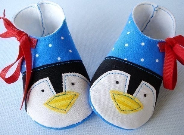 SALE - PDF ePattern - Penguin and Plain Baby Shoes Sewing Pattern