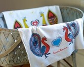 Peacock Love Tea Towel in Orange