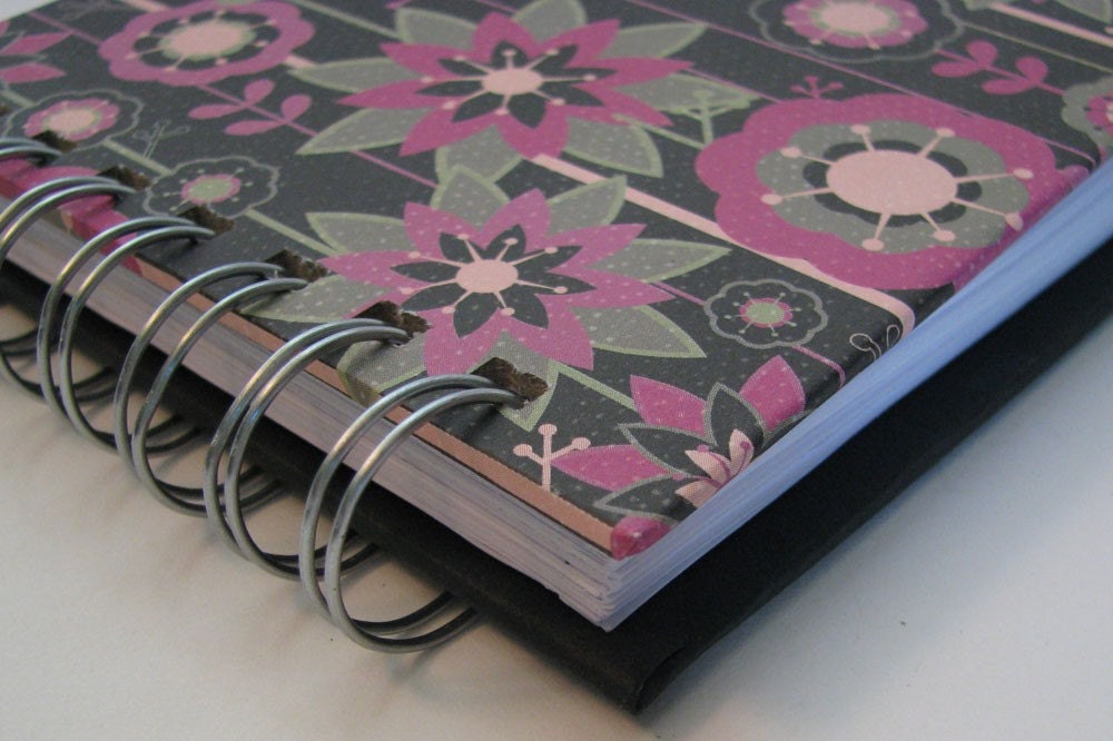 Internet Password Log with Black, Purple and Green Floral Cover