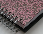 Mini Weekly Organizer-Planner-Agenda includes Address Book with Pink on Black Damask Cover