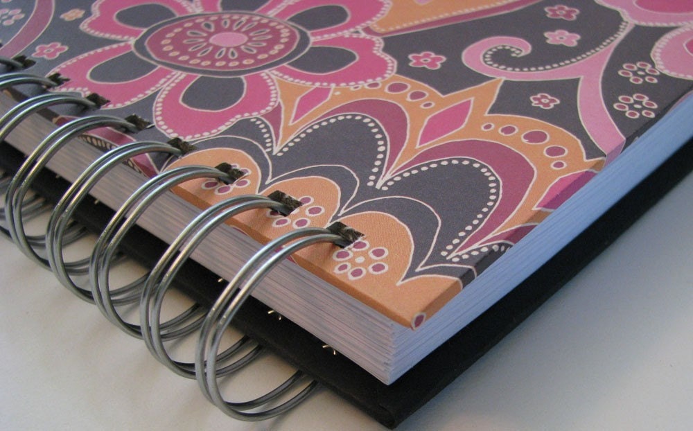 Address Book Includes Replacement Labels with Bold Colorful Floral Pink & Orange Cover