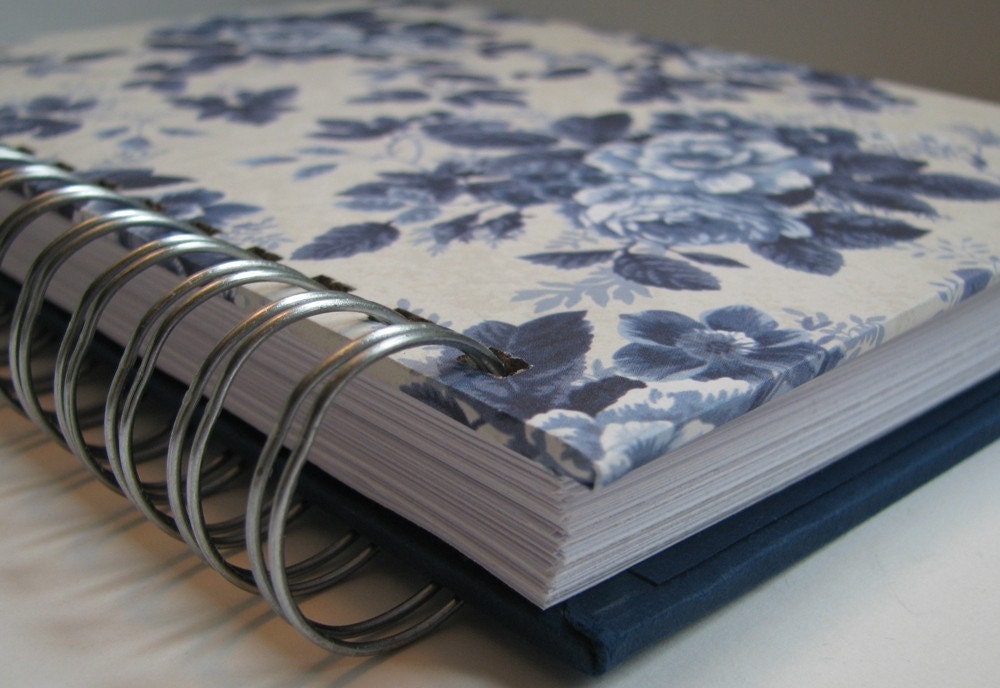 Address Book Includes Replacement Labels with Blue & Cream Rose Floral Cover