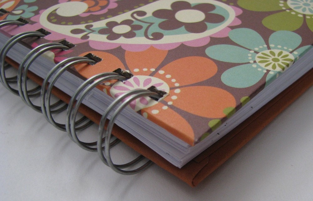 Internet Password Log with Bold Colorful, Brown, Orange, Floral & Paisley Cover