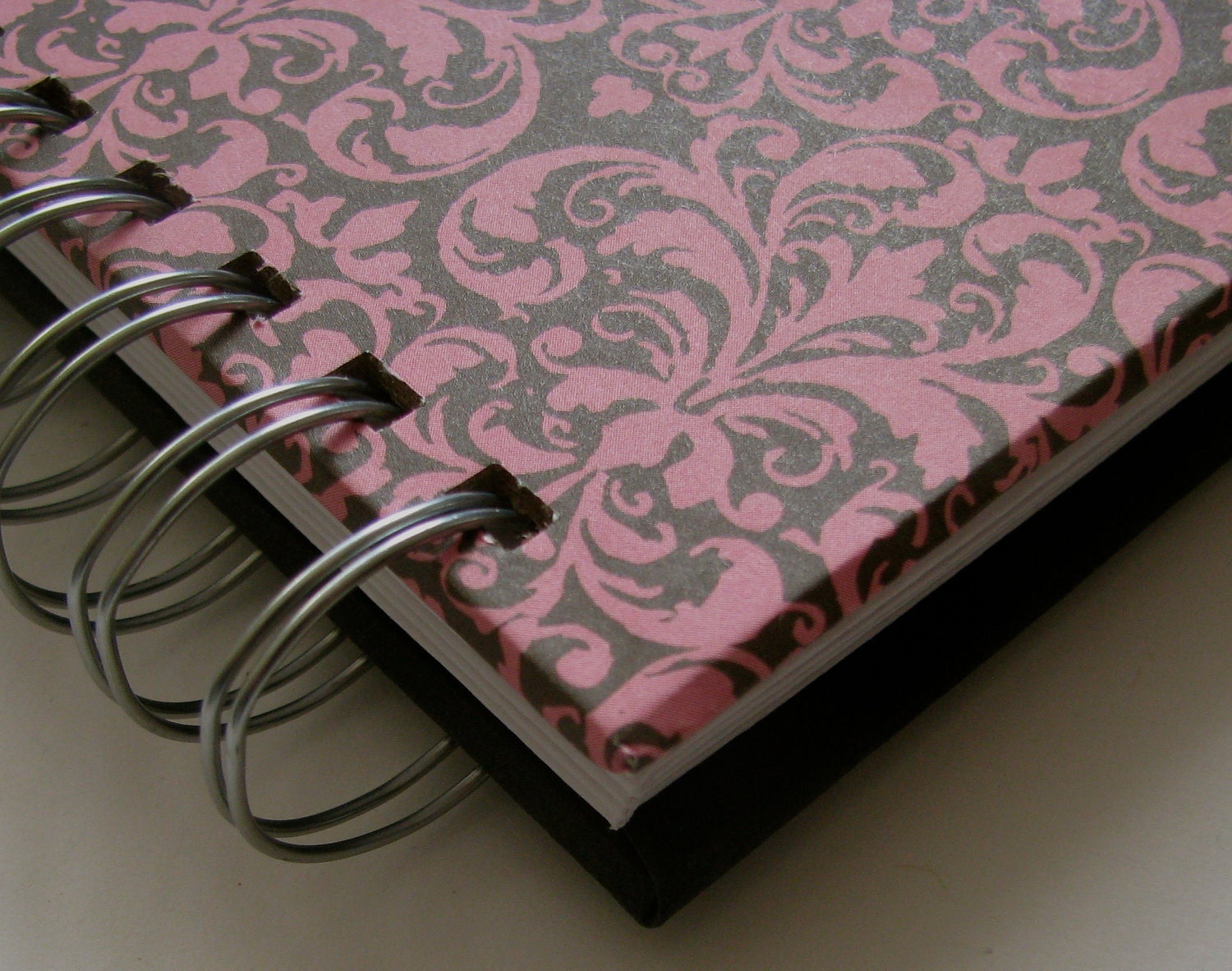 Coupon Organizer  Envelope Wallet with Pink on Black Damask Cover