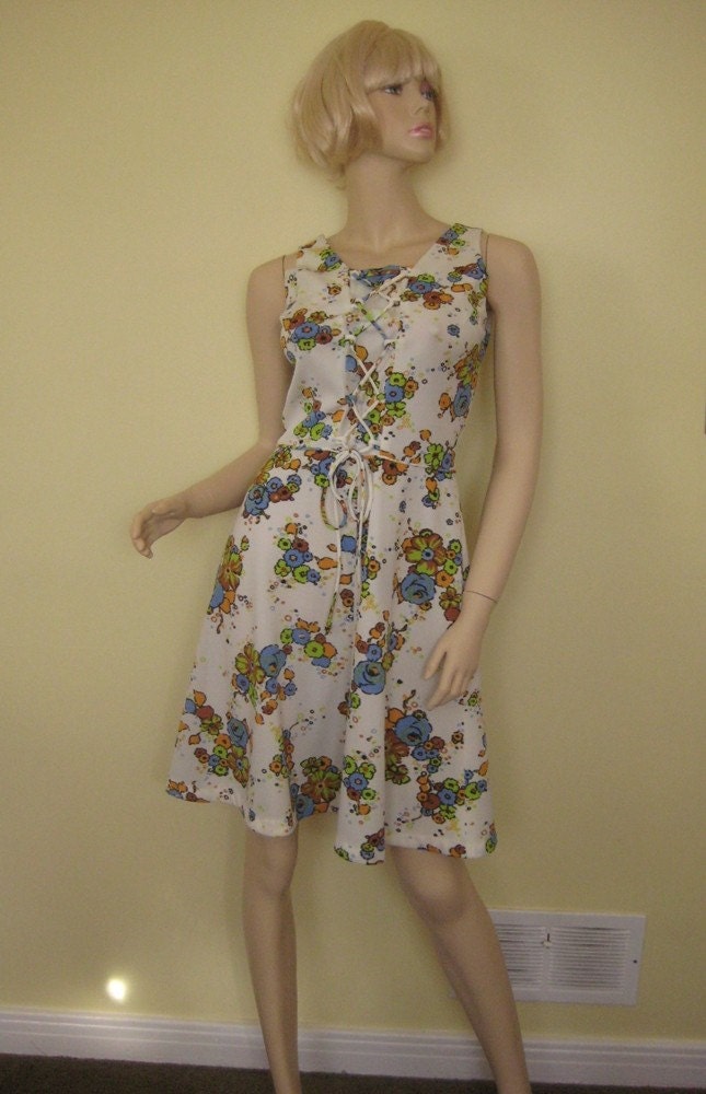 Cute 60s corset front dress MED