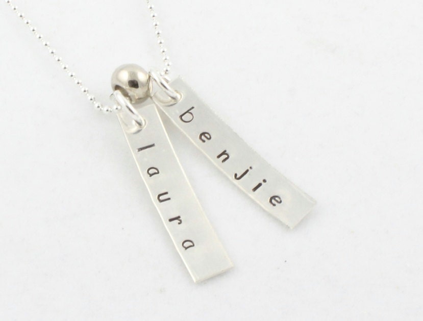 Rectangles Necklace Sterling Silver Custom Personalized Stamped