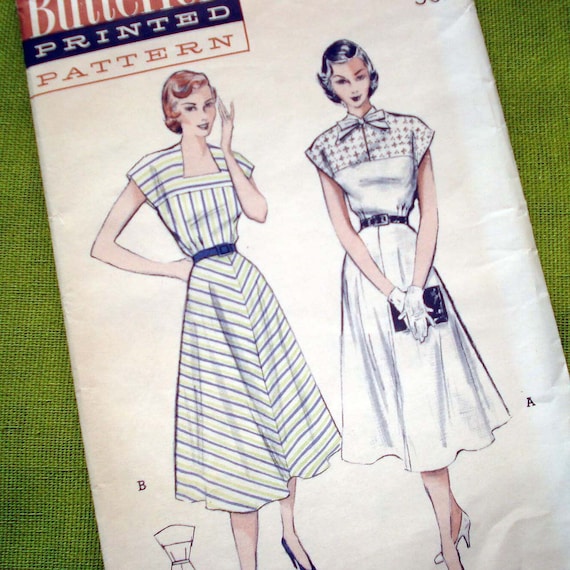 1951 Vintage Sewing Pattern - DRESS High Bodice Yoke - Butterick 5642 / Size 14