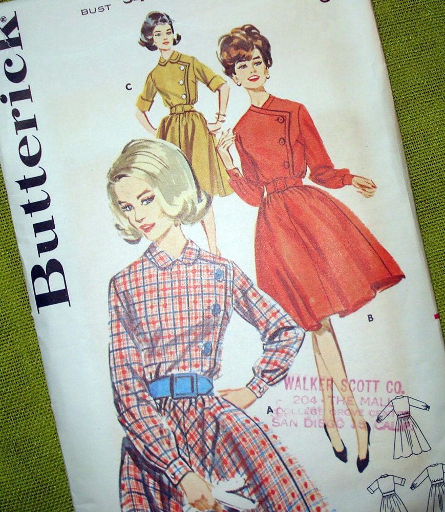 1960s Vintage Sewing Pattern - Butterick 2573 - DRESS and Jacket - Size 16.5