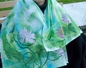 Handpainted silk scarf-water lilies