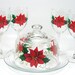 Beautiful Red Poinsettia Hand Painted Christmas Wine Glasses