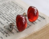 Brown Amber Round Retro Stud / Post Earrings