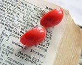 Orange Oval Vintage Stud / Post Earrings