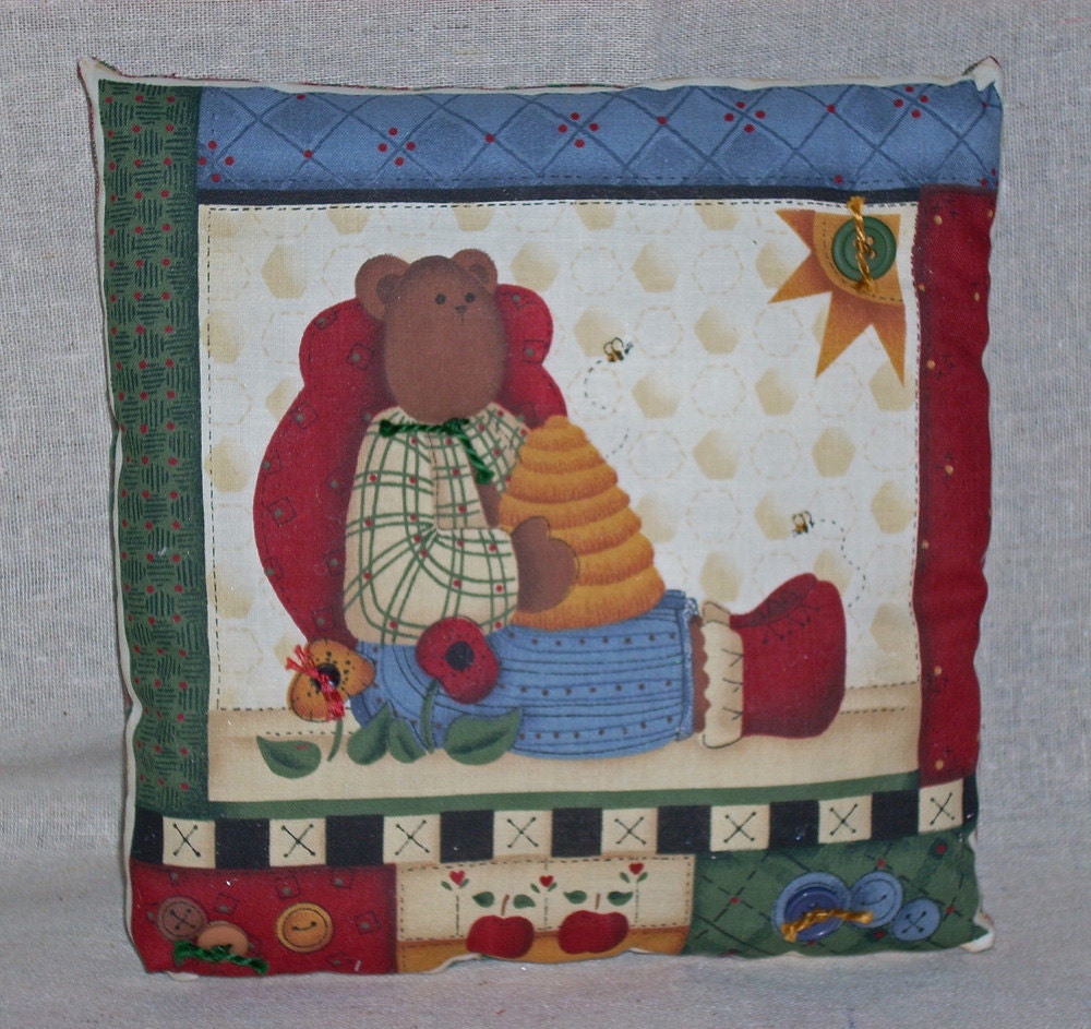 PILLOW--Country Angel Bear with Honey Bees