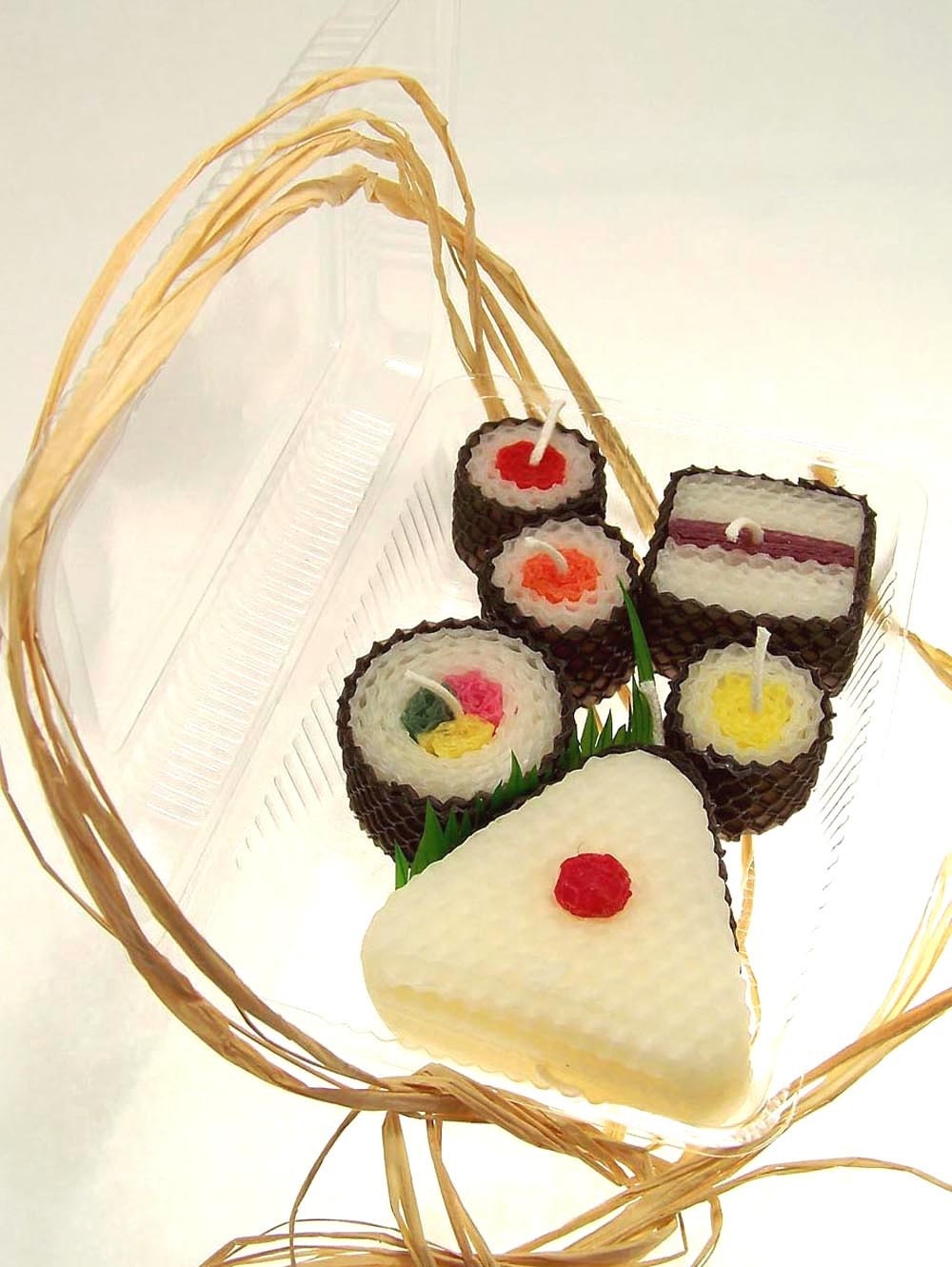 Sushi Candle Gift Set Original Assorted Sushi Candles Beeswax Handmade Candle Unique Onigiri Japanese Faux Food Japan 6 Piece Gift Set