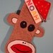 SOCK MONKEY CHRISTMAS STOCKING WITH FREE PERSONALIZED TAG