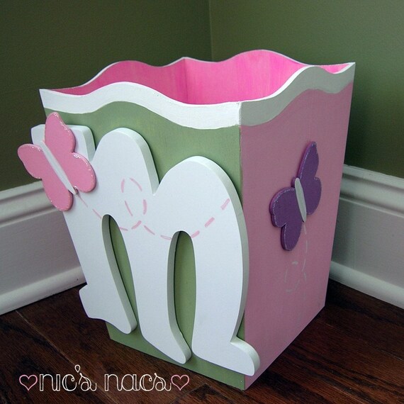 Glitterbug Butterfly Personalized Trash Can Waste by nsteve0996