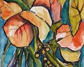 Art Painting Watercolor Tropical Seagrape Tree Palm Leaves PRINT