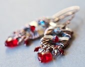 Upcycled Recycled Valentine Heart - Copper and Soda Can Tab Earrings - SALE 15% Off