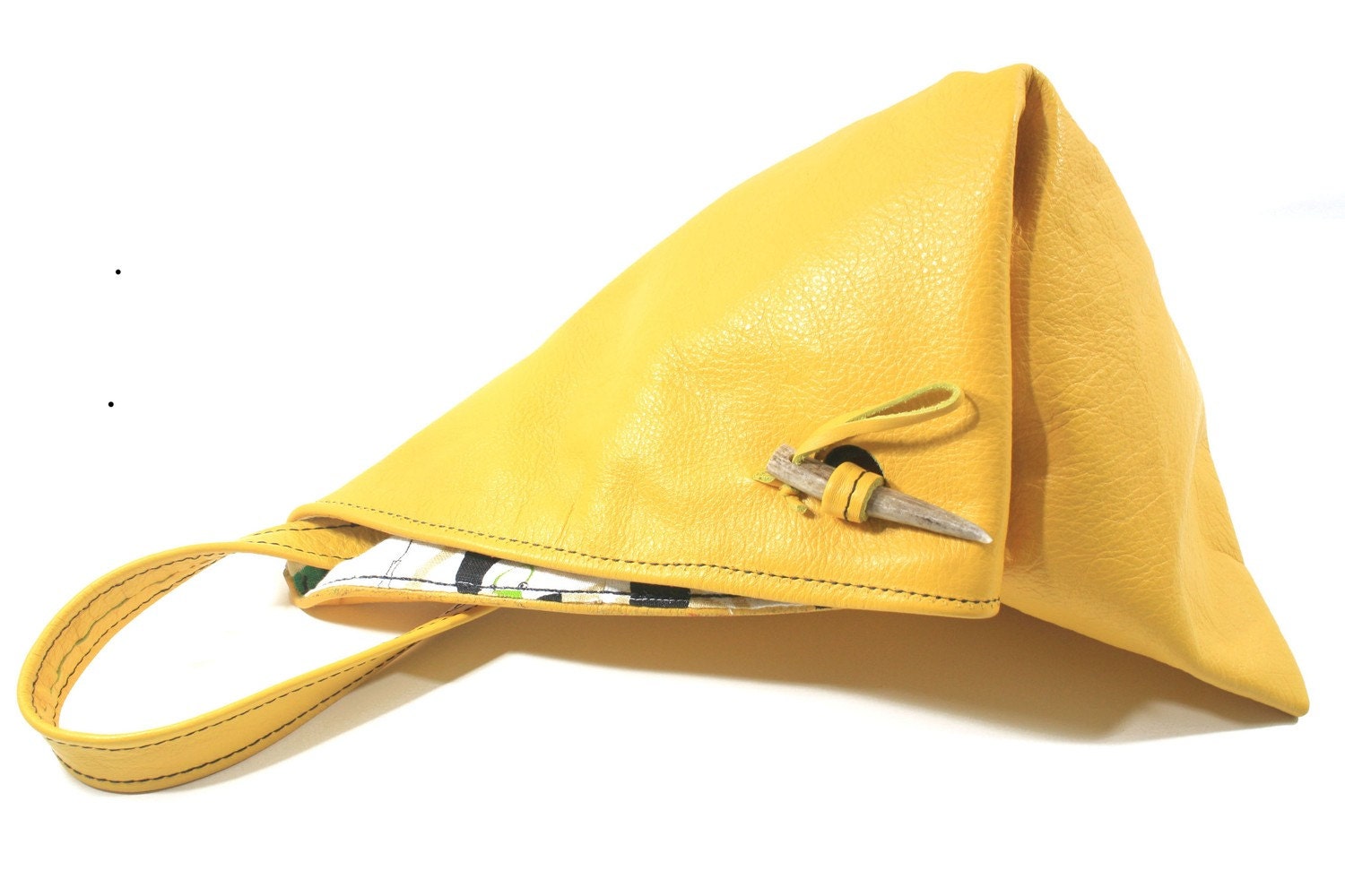 Yellow Leather Rain Drop Purse