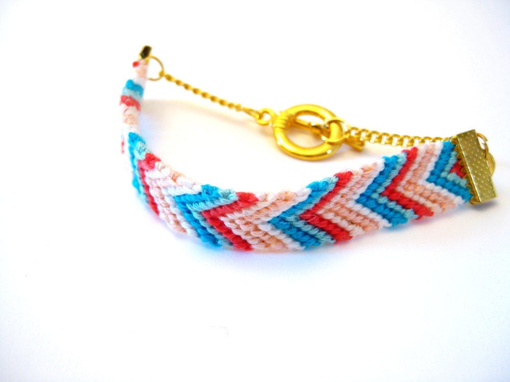 B.F.F Bracelet Red, White, Blue & Chevron