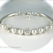 Fireballs, Pearl Bridal Bracelet, Rhinestone and Pearl Bracelet, Ivory or White, Vintage Style, Bangle Bracelet Sterling Silver Wedding