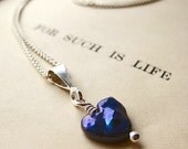Pearl Heart Necklace. Midnight Blue. Silver