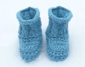 KNITTING Pattern Baby Booties Teal Textured Baby Boots INSTANT DOWNLOAD