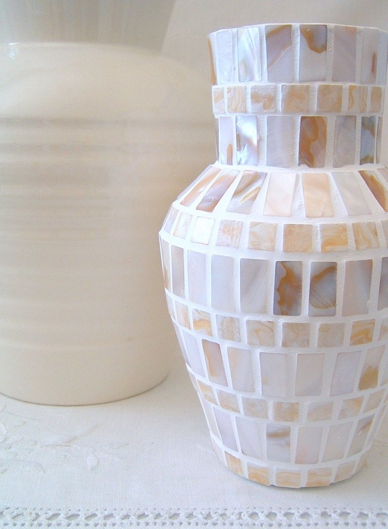 Mother of Pearl mosaic vase by Sigmosaics on Etsy